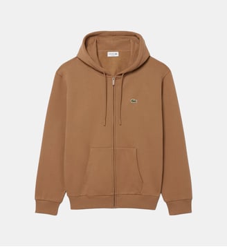 Sweatshirt à capuche molleton - Lacoste - Marron cookie