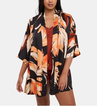 Kimono Pure chic - Sans Complexe - Feuilles noir