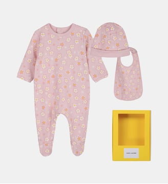 Ensemble pyjama, bonnet et bavoir - Marc Jacobs Kids - Mauve chalk