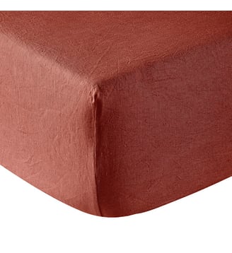 Drap Housse Lin Lavé Lina - Anne de Solène - Orange rouge