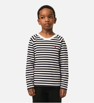 T-shirt marinière en coton Ami de Coeur - AMI Paris - Noir et blanc