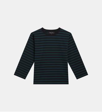 t-shirt en coton rayé manches 3/4 - Agnès b. - Noir vosges