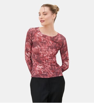 T-shirt tmeryl - Motif floral - Polyester recycle - Caroll - Rouge
