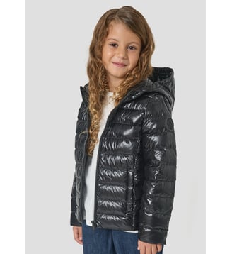 Doudoune enfant à capuche Albus shiny - Jott - Noir
