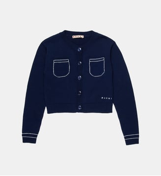Cardigan en maille avec logo - Marni - Bleu marine