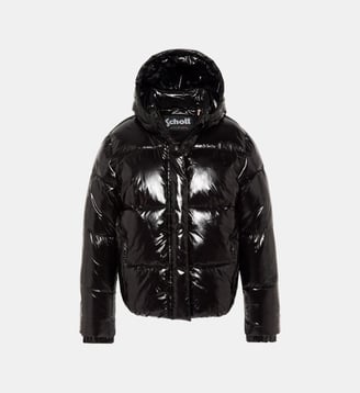 Blouson shiny à capuche enfant - Schott - Noir