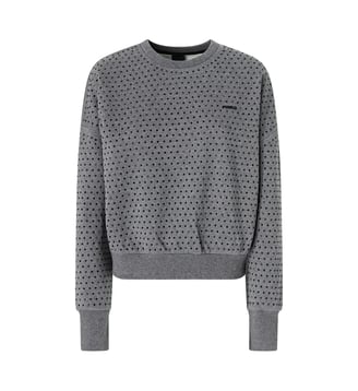 Pull en molleton à strass all-over - Pinko - Gris corbeau