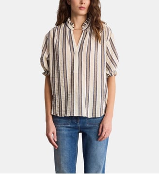 Blouse à rayures et volants - CAYLA - Pablo - Naturel