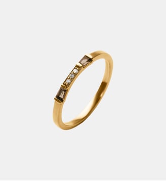 Bague en or jaune 9K avec diamants et quartz bruns - Aristocrazy - Or