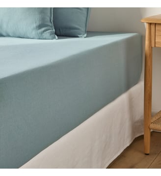 Drap-housse en coton/lin lavé bonnet 30 cm La Redoute Interieurs