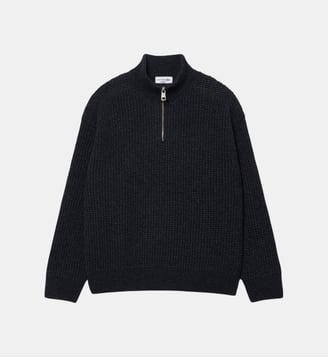 Pull col montant zippé laine - Lacoste - Gris