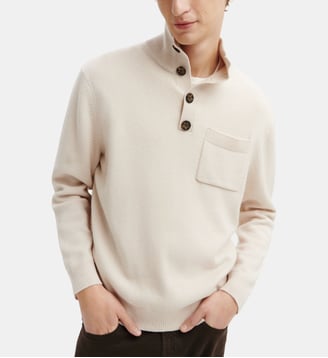 Pull col montant boutonné - Bompard - Cream