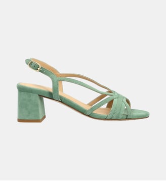 Sandale volterra - cuir velours - Manfield - Vert