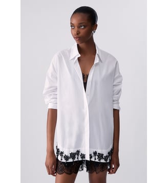 Chemise en popeline avec broderies - Liu Jo - Blanc