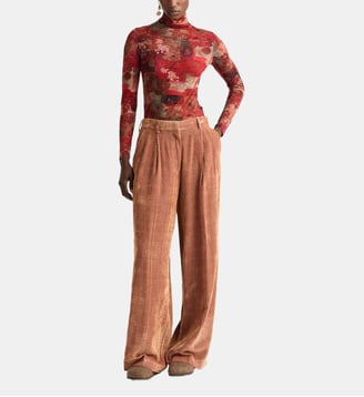Pantalon kyoto en velours milleraies façonné - Momonì - Rose