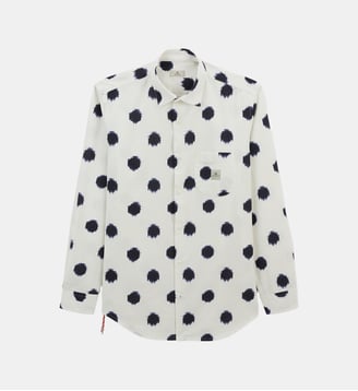 Chemise manches longues en coton imprimé gros pois - Serge Blanco - Blanc