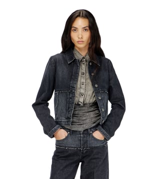Veste en denim à empiècements - Diesel - Noir et gris foncé
