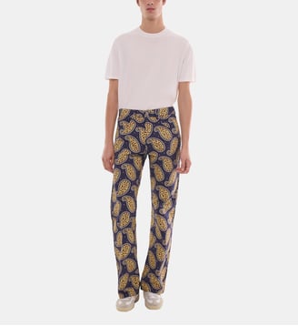 Pantalon 5 poches en coton à paisley - Fursac - Paisley marine