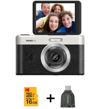 Appareil photo Compact Pixpro C1 Black + Micro SD 16Go - Kodak - Noir