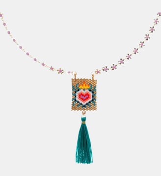 Collier sautoir avec pendentif en perles et pompon BONITO - Hipanema - Bleu turquoise