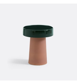 Bout de canapé, en céramique laquée brillante et mate - La Redoute Interieurs - Vert et rose