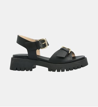 Sandale alix - cuir lisse - Colisée Paris - Noir