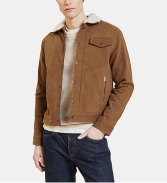 Chemise seersucker col mao MARINE coupe droite - Atelier Privé - Caramel foncé