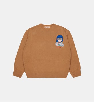 Pull ras-du-cou avec logo - Marni - Chameau léger