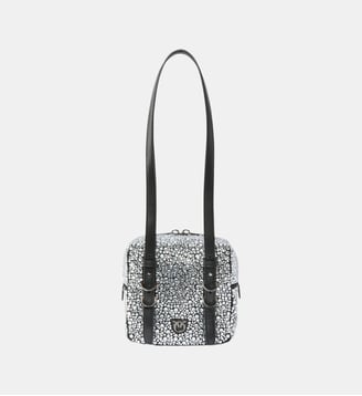 Petit sac à bandoulière cubic bag à strass - Pinko - Noir limousine nickel brillant