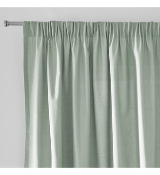 Rideau pur coton, à galon fronceur et wave - La Redoute Interieurs - Vert sauge