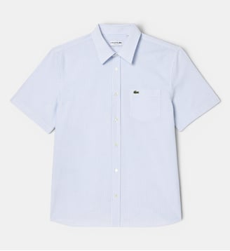 Chemise manches courtes regular fit Oxford - Lacoste - Bleu blanc