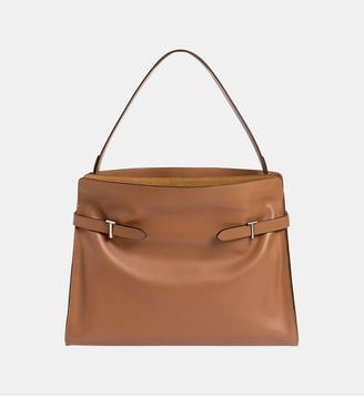 Sac porté épaule modèle maxi Emie en cuir lisse et nubuck - Le Tanneur - Marron tan