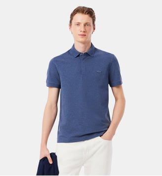 Polo droit en coton piqué stretch Paris - Lacoste - Bleu chiné