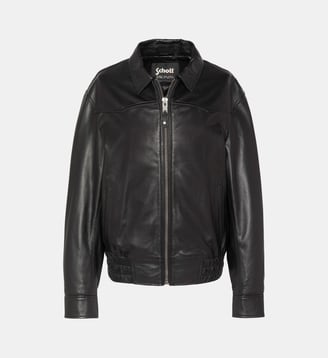 Blouson smocké, cuir dagneau - Schott - Noir