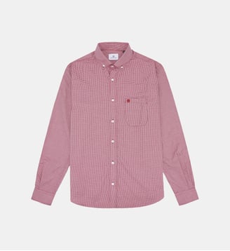 Chemise manches longues en coton avec poche poitrine ronde - Serge Blanco - Rouge