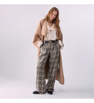 Pantalon palazzo avec ceinture - Liu Jo - Carreaux beiges