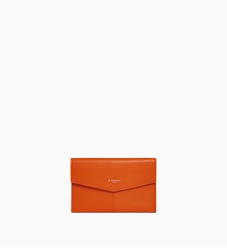 Pochette enveloppe moyen modèle Charlotte en cuir lisse - Le Tanneur - Orange vif