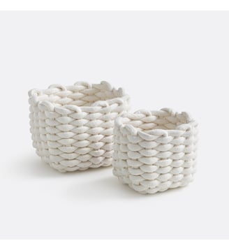 Lot de 2 paniers grosses mailles tressées - La Redoute Interieurs - Blanc écru