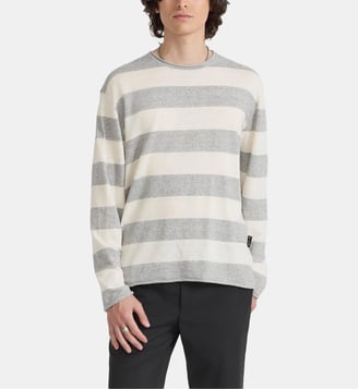 Pull coming en lin et coton - Agnès b. - Chiné gris