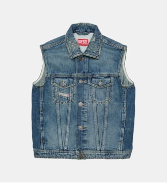 Gilet en denim avec logo imprimé - Diesel Kids - Denim bleu
