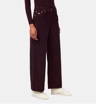 Pantalon wide fit velours côtelé - Lacoste - Marron