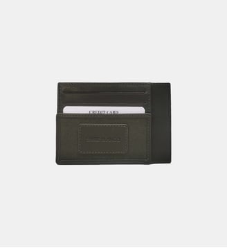 Porte-cartes en cuir et toile canvas Seattle - Serge Blanco - Vert olive