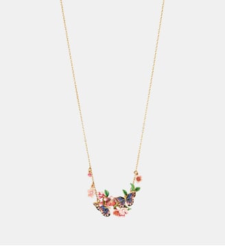 Collier plastron double papillon du japon et fleurs de cerisier - Les Néréides - Multicolore