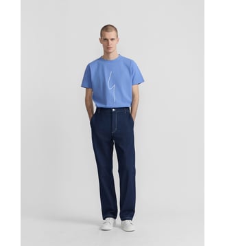 pantalon Antton en coton bleu - Agnès b. - Bleu denim