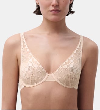 Soutien-gorge spacer plongeant - Chantelle - Beige et doré