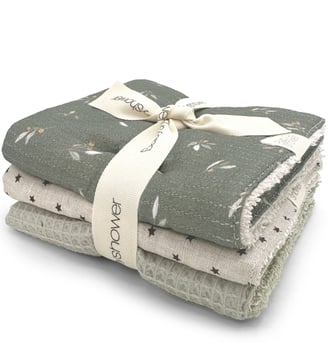Lot de 3 lingettes - Babyshower - Vert