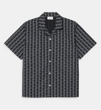 Chemise de pyjama popeline imprimé monogramme - Lacoste - Noir et gris