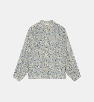 Chemise à fleurs et lurex - CLEOPHEE - Pablo - Bleu grisé