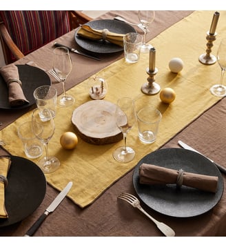 Nappe en lin lavé, TABLE NATURELLEMENT LIN - Blanc Cerise - Marron