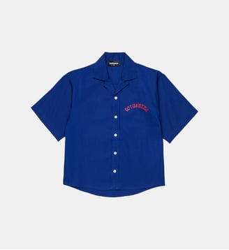 Chemise à manches courtes avec logo - Dsquared2 - Mazarine bleu